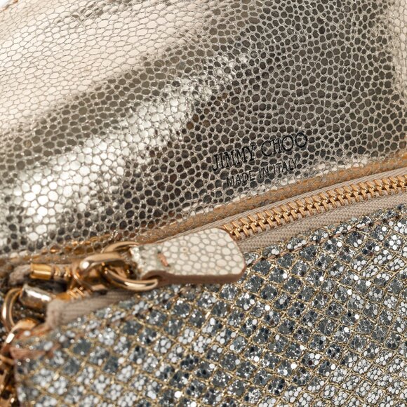 Jimmy Choo Caro Champagne Glitter Fabric Clutch - Picture 9 of 11